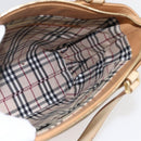 BURBERRY Hand Bag Leather Beige Gold Auth BA10666-18