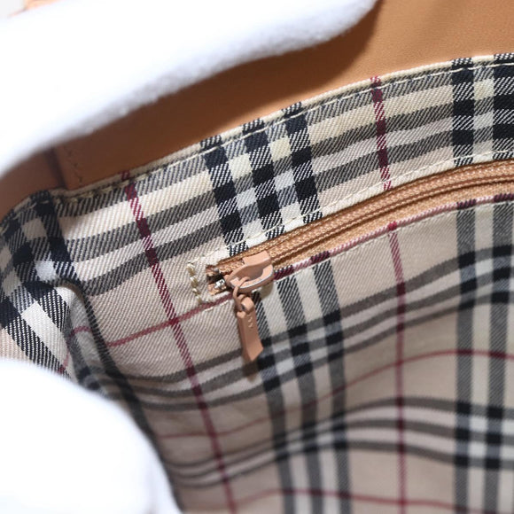 BURBERRY Hand Bag Leather Beige Gold Auth BA10666