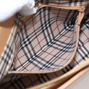 BURBERRY Hand Bag Leather Beige Gold Auth BA10666-21