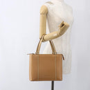 BURBERRY Hand Bag Leather Beige Gold Auth BA10666-24
