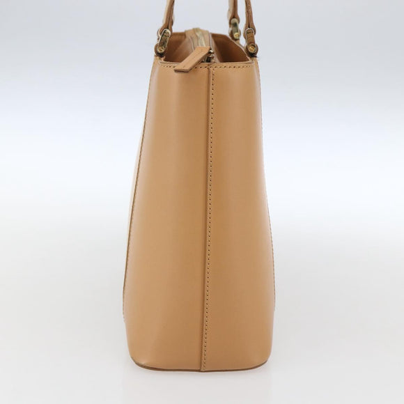 BURBERRY Hand Bag Leather Beige Gold Auth BA10666