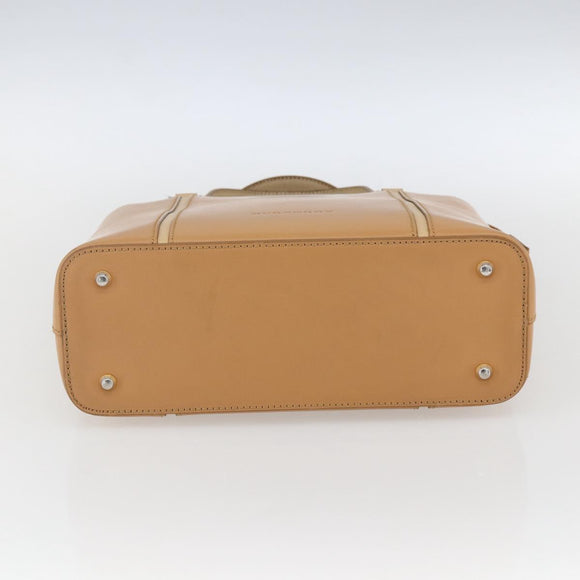 BURBERRY Hand Bag Leather Beige Gold Auth BA10666