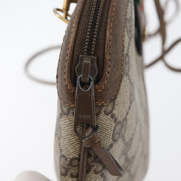 GUCCI GG Supreme Web Sherry Line Bag PVC Beige Gold 904 02 047 Auth BA10668