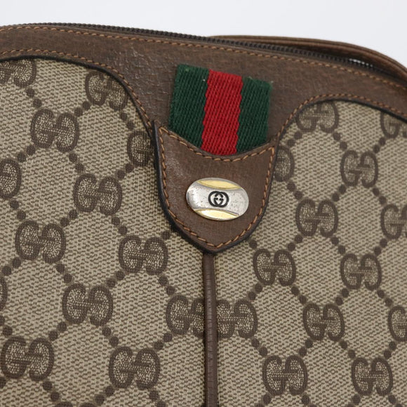 GUCCI GG Supreme Web Sherry Line Bag PVC Beige Gold 904 02 047 Auth BA10668