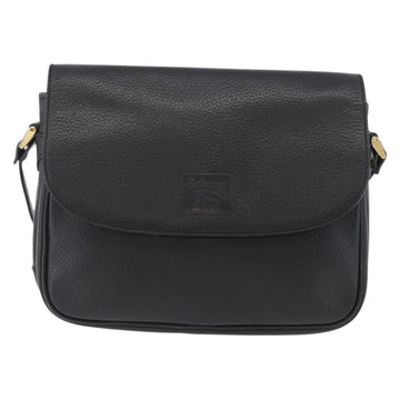 Burberrys Shoulder Bag Leather Black Gold Auth BA10670 - 0