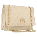 CHANEL Matelasse Ketten-Umhängetasche Lammleder Beige Gold CC Auth BA10672-1