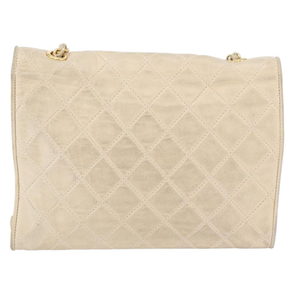 CHANEL Matelasse Ketten-Umhängetasche Lammleder Beige Gold CC Auth BA10672