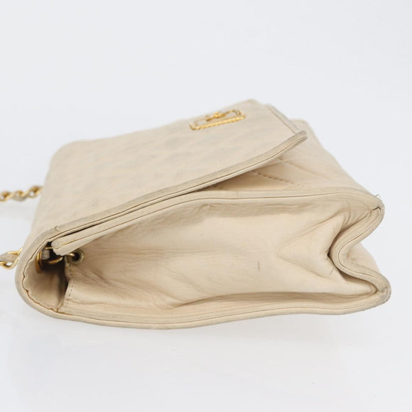 CHANEL Matelasse Ketten-Umhängetasche Lammleder Beige Gold CC Auth BA10672