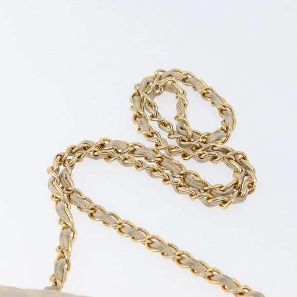 CHANEL Matelasse Ketten-Umhängetasche Lammleder Beige Gold CC Auth BA10672