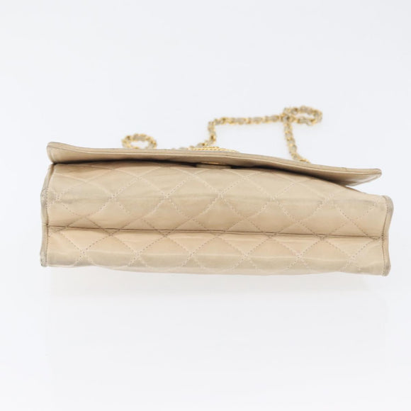 CHANEL Matelasse Ketten-Umhängetasche Lammleder Beige Gold CC Auth BA10672