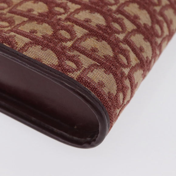 Christian Dior Trotter Canvas Shoulder Bag Red Gold Auth BA10682