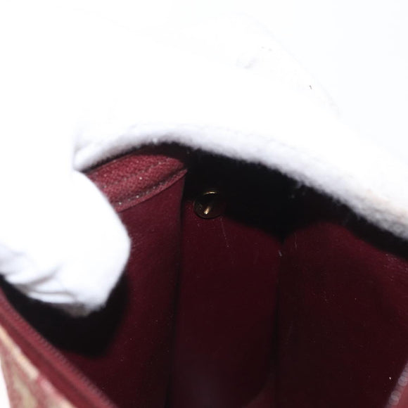 Christian Dior Trotter Canvas Shoulder Bag Red Gold Auth BA10682