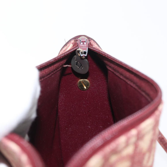Christian Dior Trotter Canvas Shoulder Bag Red Gold Auth BA10682