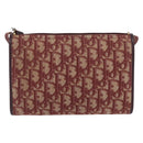 Christian Dior Trotter Canvas Shoulder Bag Red Gold Auth BA10682-2
