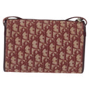 Christian Dior Trotter Canvas Shoulder Bag Red Gold Auth BA10682-3