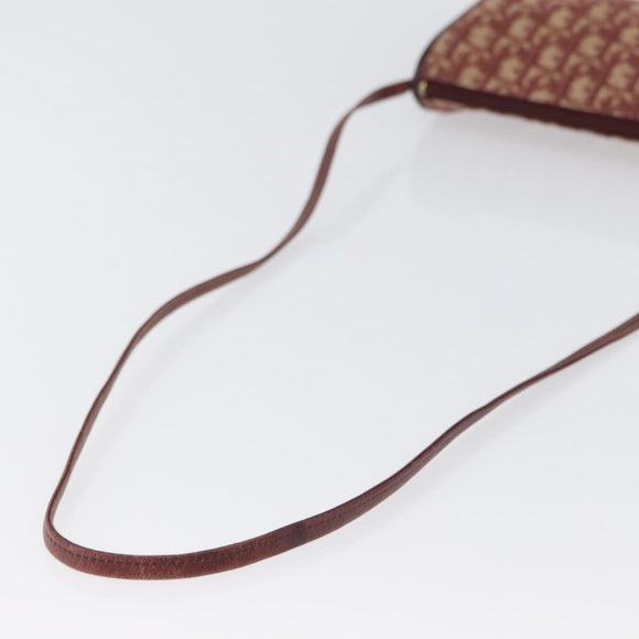 Christian Dior Trotter Canvas Shoulder Bag Red Gold Auth BA10682