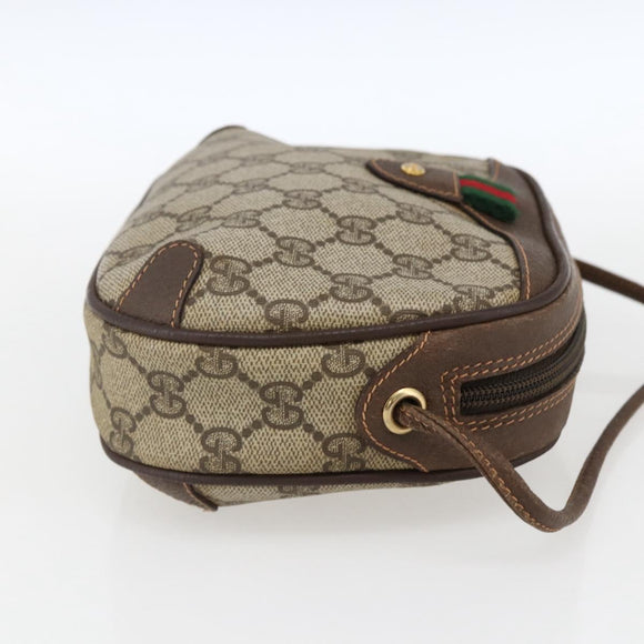 GUCCI GG Supreme Web Sherry Line Bag PVC Beige Gold 89 02 066 Auth BA10683