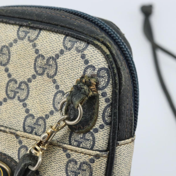 GUCCI GG Supreme Shoulder Bag PVC Navy Gold 001 23 151 Auth BA10686