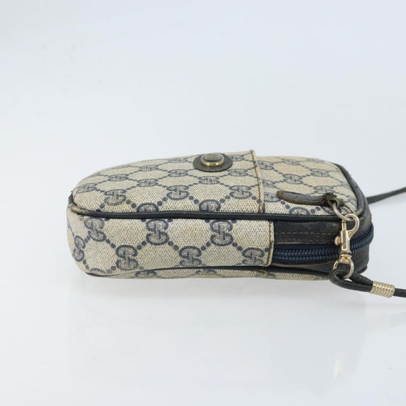 GUCCI GG Supreme Shoulder Bag PVC Navy Gold 001 23 151 Auth BA10686
