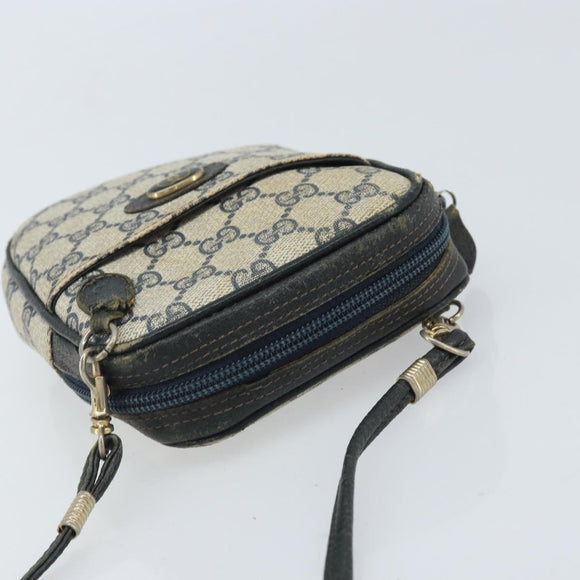 GUCCI GG Supreme Shoulder Bag PVC Navy Gold 001 23 151 Auth BA10686