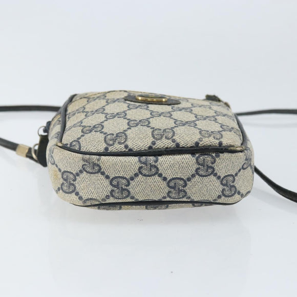 GUCCI GG Supreme Shoulder Bag PVC Navy Gold 001 23 151 Auth BA10686