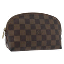 LOUIS VUITTON Damier Ebene Pochette Cosmetic PM Pouch N47516 LV Auth BA10690-1