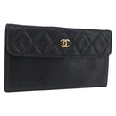 CHANEL Pouch Lamb Skin Black Gold CC Auth BA10701-1