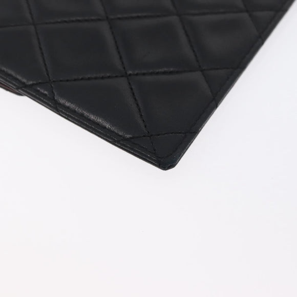 CHANEL Pouch Lamb Skin Black Gold CC Auth BA10701