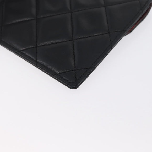 CHANEL Pouch Lamb Skin Black Gold CC Auth BA10701