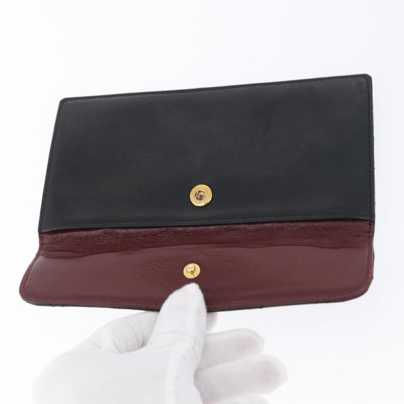 CHANEL Pouch Lamb Skin Black Gold CC Auth BA10701