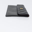 CHANEL Pouch Lamb Skin Black Gold CC Auth BA10701-3