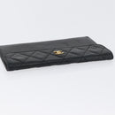 CHANEL Pouch Lamb Skin Black Gold CC Auth BA10701-5