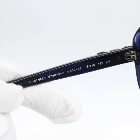 CHANEL Sunglasses plastic Blue CC Auth BA10702