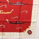 BVLGARI Boat Pattern Scarf Silk ""Davide Pizzigoni"" Red Auth BA10715V-10