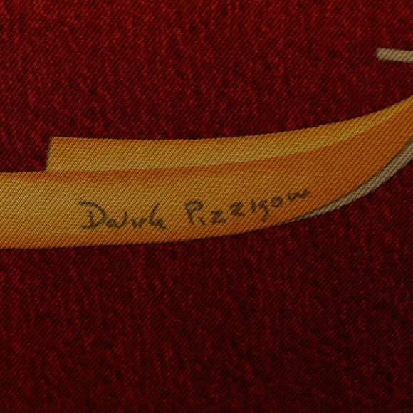 BVLGARI Boat Pattern Scarf Silk ""Davide Pizzigoni"" Red Auth BA10715V