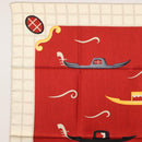 BVLGARI Boat Pattern Scarf Silk ""Davide Pizzigoni"" Red Auth BA10715V-2