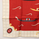 BVLGARI Sjaal met bootpatroon Zijde ""Davide Pizzigoni"" Rood Auth BA10716V-8