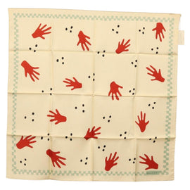 BVLGARI Hand Motif Scarf Silk ""Davide Pizzigoni"" Beige Auth BA10717V