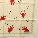 BVLGARI Hand Motif Scarf Silk ""Davide Pizzigoni"" Beige Auth BA10717V-10