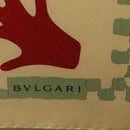 BVLGARI Hand Motif Scarf Silk ""Davide Pizzigoni"" Beige Auth BA10717V-13