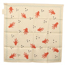 BVLGARI Hand Motif Scarf Silk ""Davide Pizzigoni"" Beige Auth BA10717V-15
