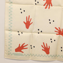 BVLGARI Hand Motif Scarf Silk ""Davide Pizzigoni"" Beige Auth BA10717V-22