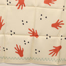 BVLGARI Hand Motif Scarf Silk ""Davide Pizzigoni"" Beige Auth BA10717V-23