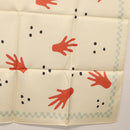 BVLGARI Hand Motif Scarf Silk ""Davide Pizzigoni"" Beige Auth BA10717V-24