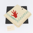 BVLGARI Hand Motif Scarf Silk ""Davide Pizzigoni"" Beige Auth BA10717V-12