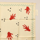 BVLGARI Hand Motif Scarf Silk ""Davide Pizzigoni"" Beige Auth BA10717V-4