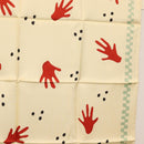 BVLGARI Hand Motif Scarf Silk ""Davide Pizzigoni"" Beige Auth BA10717V-7