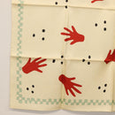 BVLGARI Hand Motif Scarf Silk ""Davide Pizzigoni"" Beige Auth BA10717V-8
