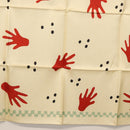 BVLGARI Hand Motif Scarf Silk ""Davide Pizzigoni"" Beige Auth BA10717V-9