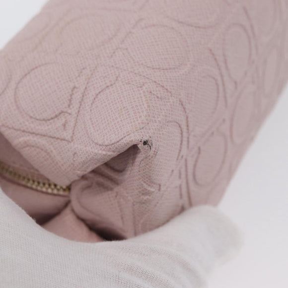 Salvatore Ferragamo Gancini Pouch Leather Pink Gold Auth BA10720V